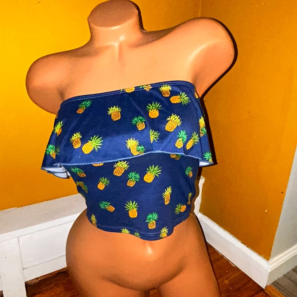 New Full Tilt Ruffled Tube Top w/Pineapples